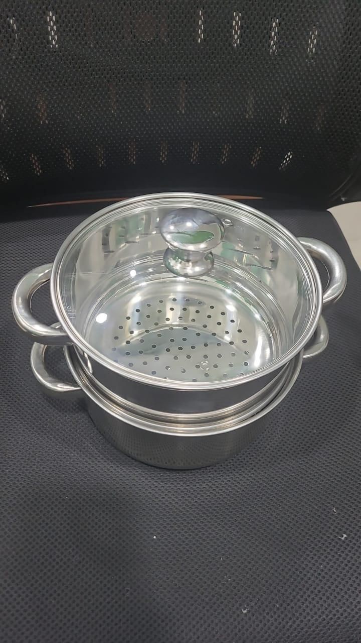 Stainless Steel 2 Tier Steamer Set with Lid