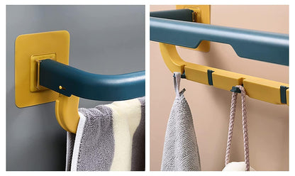 Double Layer Plastic Towel Rack with Hooks